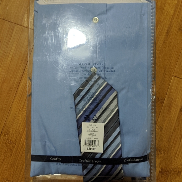 SOLD BNIB Croft & Barrow Blue Shirt Tie Set Stripe - Picture 2 of 5